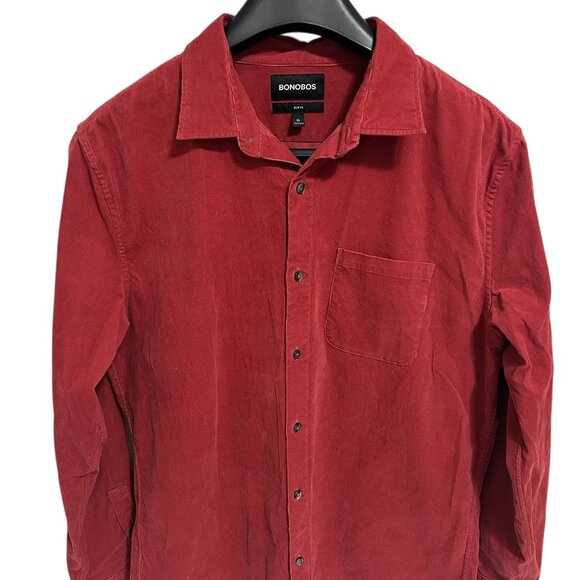 Bonobos Shirt Jacket Mens XL Red Button Up Slim Fit Shacket Thick Material - Picture 1 of 6